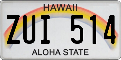HI license plate ZUI514