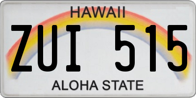 HI license plate ZUI515