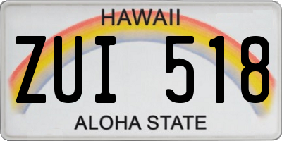 HI license plate ZUI518
