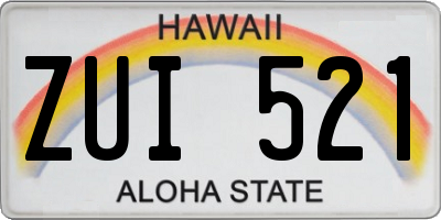 HI license plate ZUI521