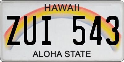 HI license plate ZUI543