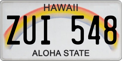 HI license plate ZUI548