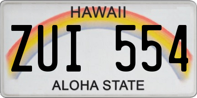 HI license plate ZUI554