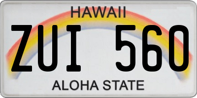 HI license plate ZUI560