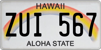 HI license plate ZUI567