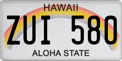 HI license plate ZUI580