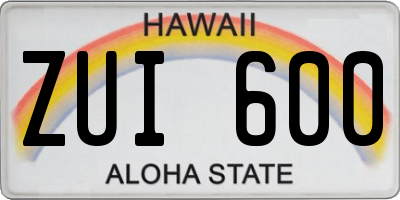 HI license plate ZUI600