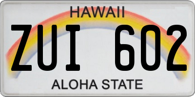 HI license plate ZUI602
