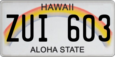 HI license plate ZUI603