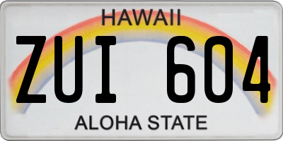 HI license plate ZUI604
