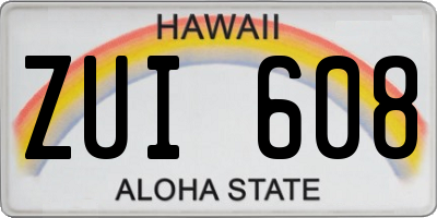 HI license plate ZUI608