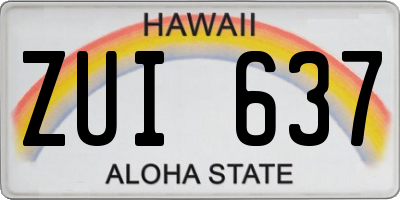 HI license plate ZUI637