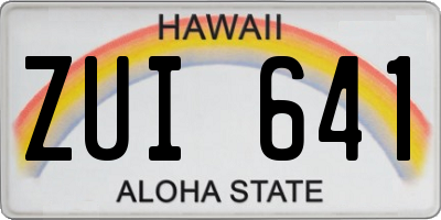 HI license plate ZUI641
