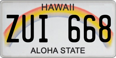 HI license plate ZUI668