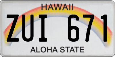 HI license plate ZUI671