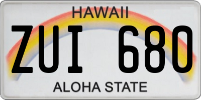 HI license plate ZUI680