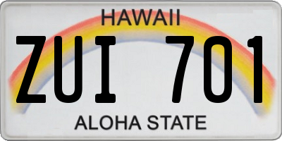 HI license plate ZUI701