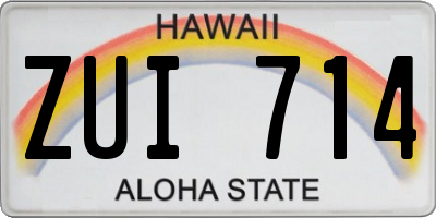 HI license plate ZUI714