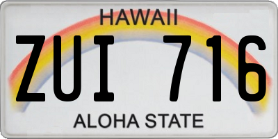 HI license plate ZUI716