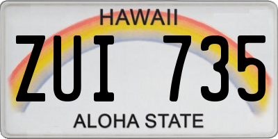HI license plate ZUI735
