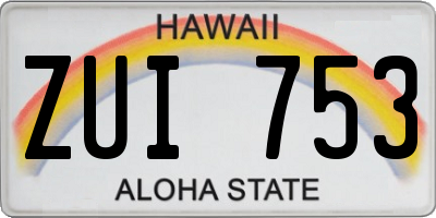 HI license plate ZUI753