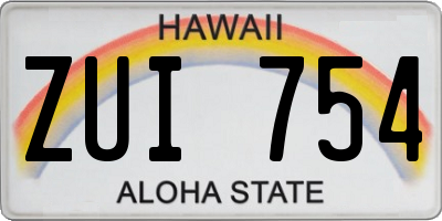 HI license plate ZUI754