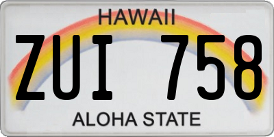 HI license plate ZUI758