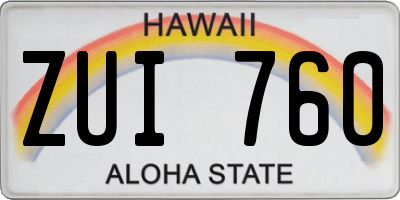 HI license plate ZUI760