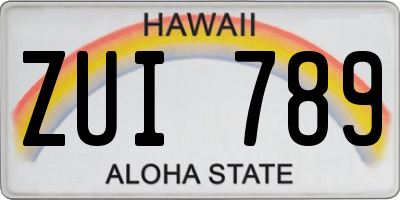 HI license plate ZUI789