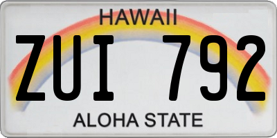 HI license plate ZUI792