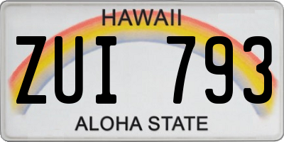 HI license plate ZUI793
