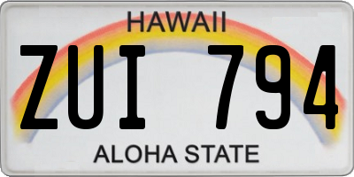 HI license plate ZUI794