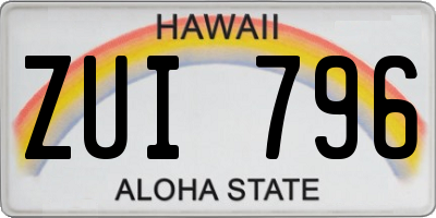 HI license plate ZUI796