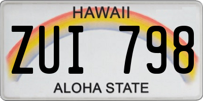 HI license plate ZUI798