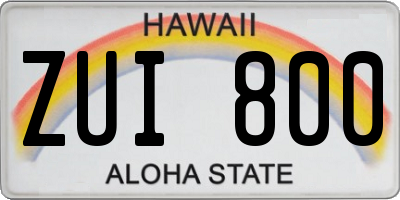 HI license plate ZUI800