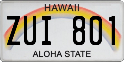 HI license plate ZUI801