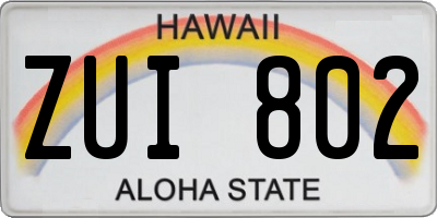 HI license plate ZUI802