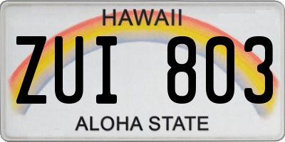 HI license plate ZUI803