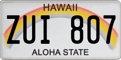 HI license plate ZUI807