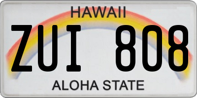 HI license plate ZUI808