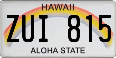 HI license plate ZUI815
