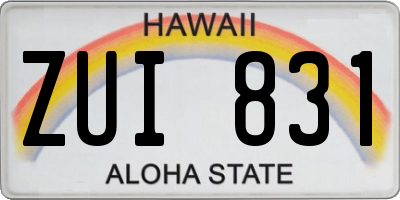 HI license plate ZUI831