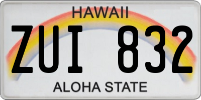 HI license plate ZUI832