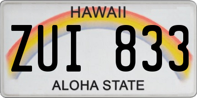 HI license plate ZUI833