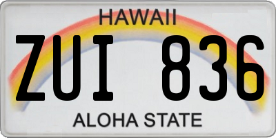 HI license plate ZUI836