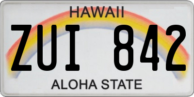 HI license plate ZUI842