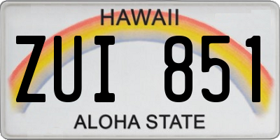 HI license plate ZUI851