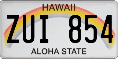 HI license plate ZUI854