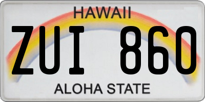 HI license plate ZUI860