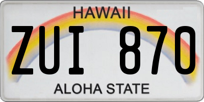 HI license plate ZUI870